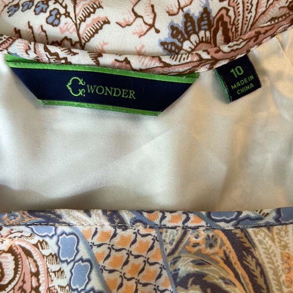 C. Wonder Ivory Peach Cornflower Blue Floral Sleeveless Shift Slip Maxi Dress 10 - Picture 12 of 15